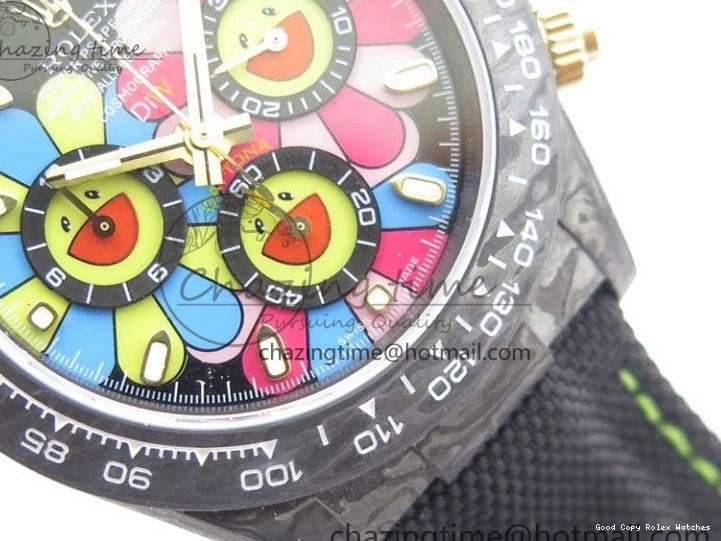 Good Copy Rolex Watches On Edition Carbon Black Strap Diw Dial Pink V Daytona EyeCatching A7750 Best WWF Nylon 2890 0111